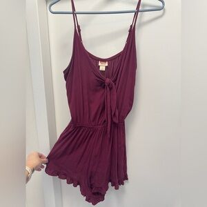 Maroon Romper with tie - size small